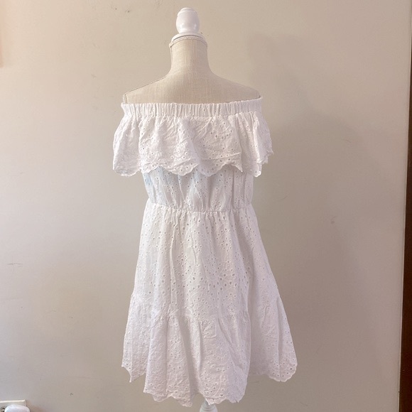 SHEIN plus woman’s off the shoulder foldover front schiffy white dress sz 1XL - Picture 8 of 16